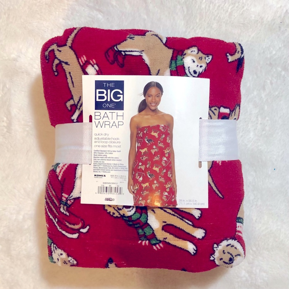 NWT Kohl’s Women’s Bath Wrap with Dog Pattern